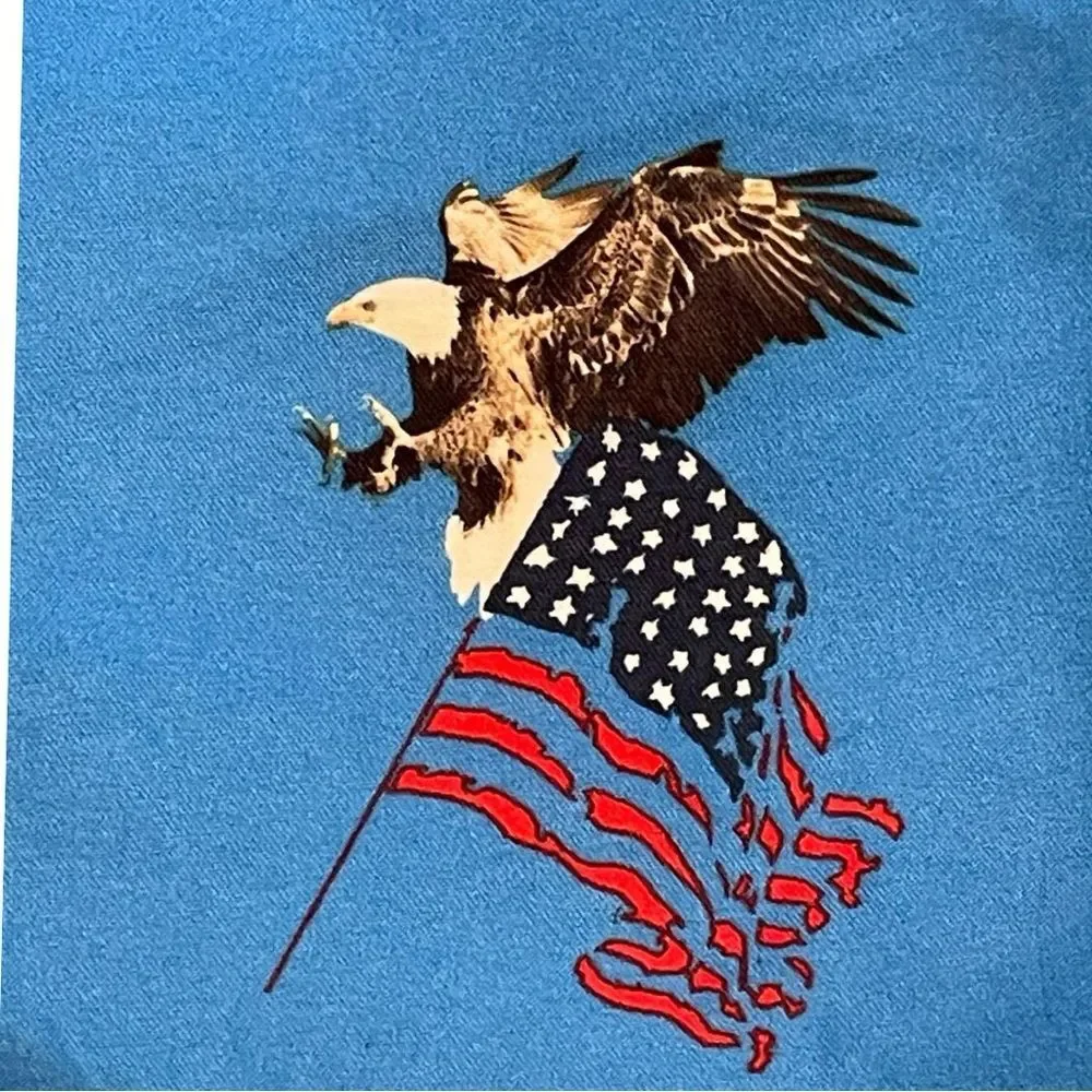 NEW! Wave Zone Blue Swim Shorts with Patriotic Eagle and Flag. NWOT. Men’s L